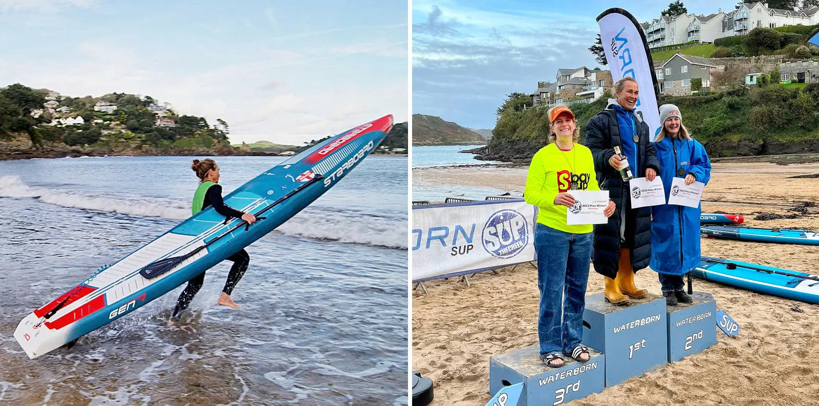 2019 Hobie MirageDrive 3.5 SUP with blue-white carbon fiber design
