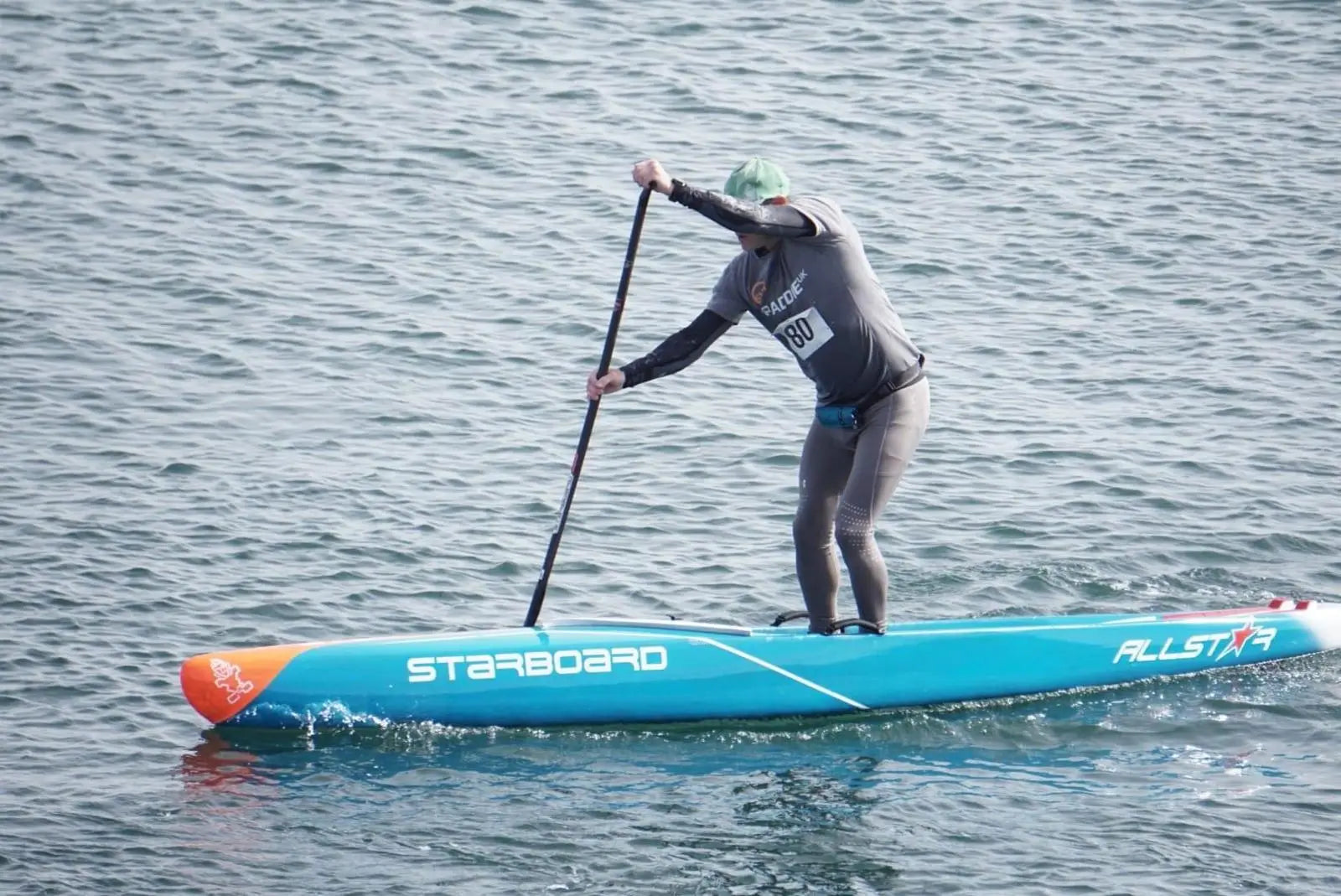 Blue Starboard Allstar paddle board with orange and white accents in Paul Simmons UK SUP Twelve 2024 win