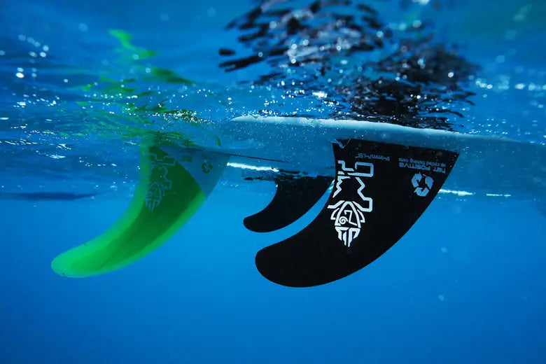 Black and white SUP fin with green accents in SUP Fins collection